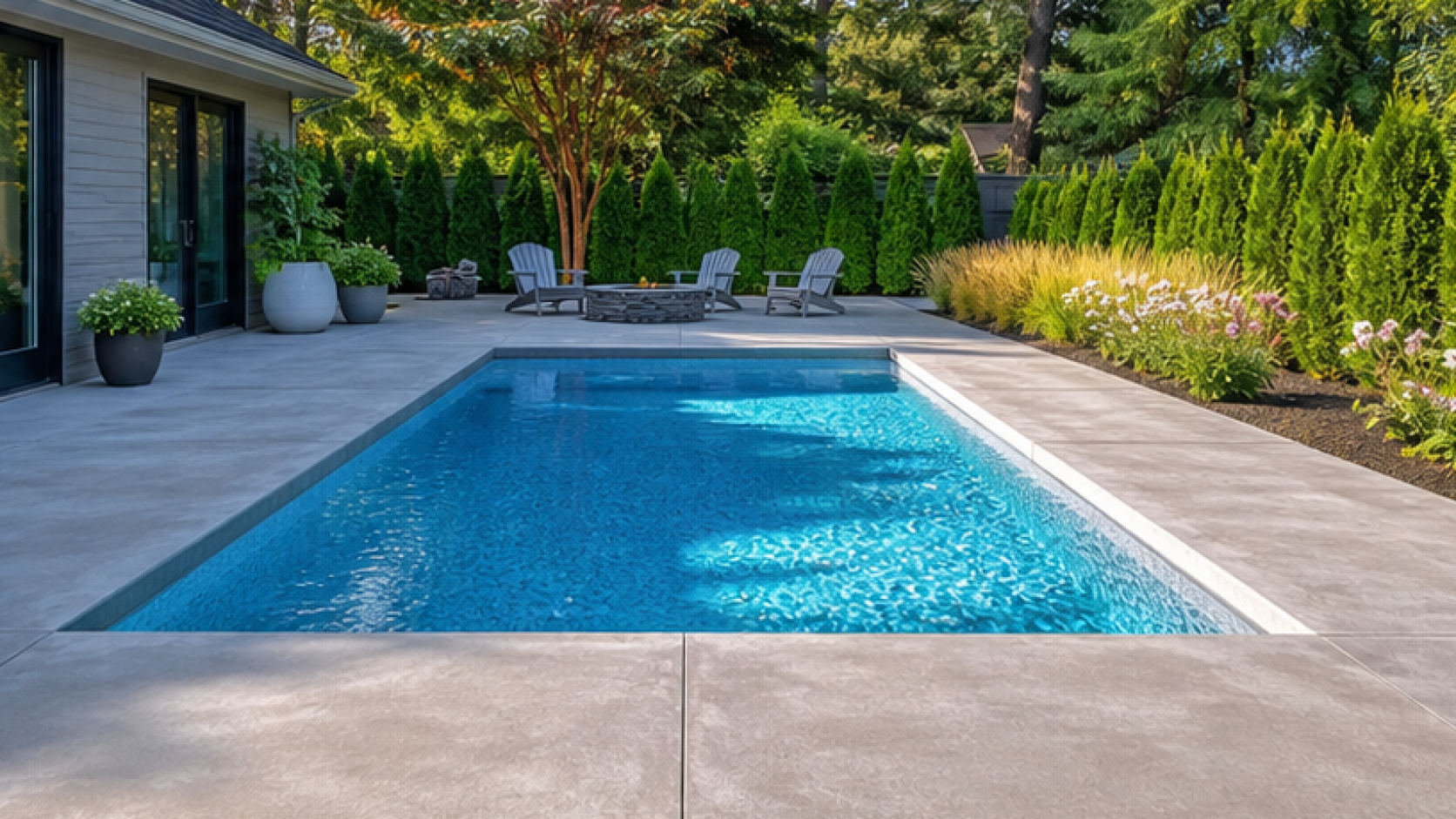 AI Pool Design Free with a treated concrete deck look