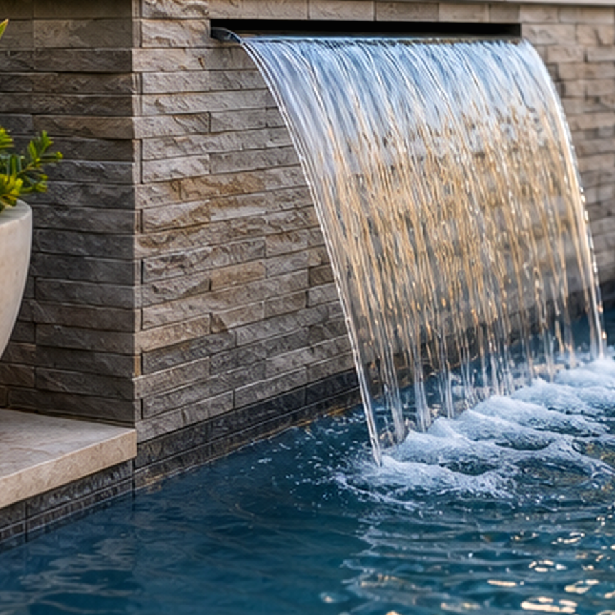 AI Pool Design materials and planting