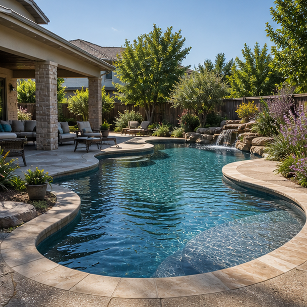 Freeform Pool Ideas backyard setting