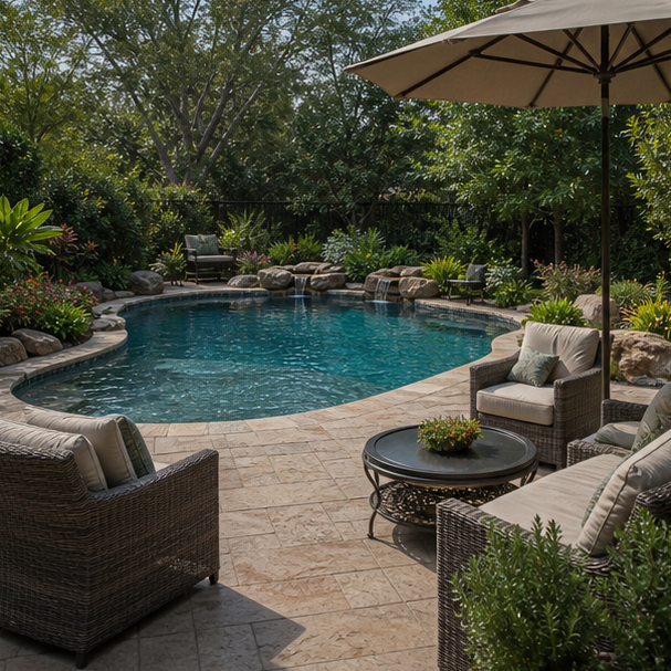 Freeform Pool Ideas seating area