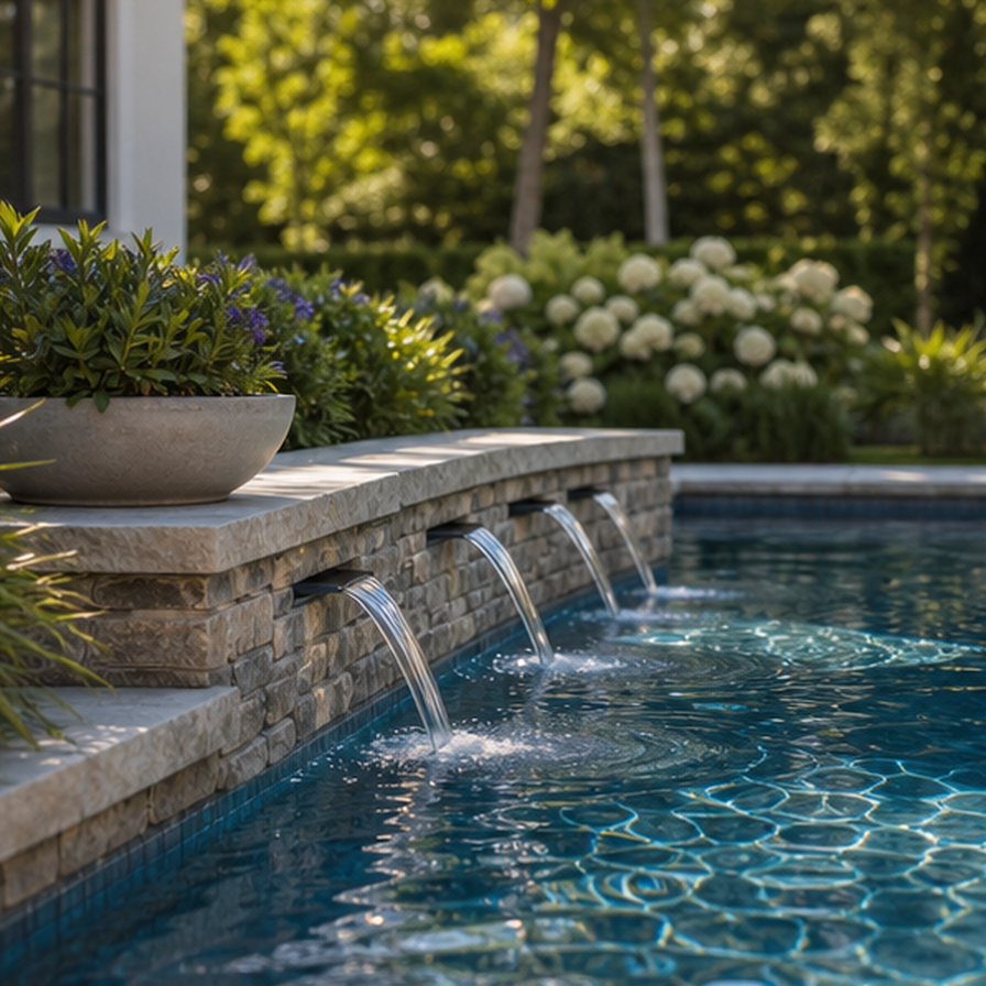 Inground Pool Ideas planting and material detail