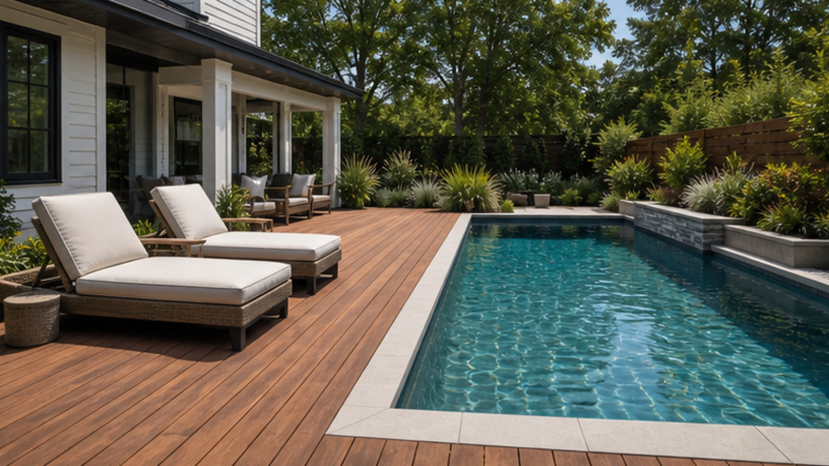 Inground Pool Ideas with lounge chairs