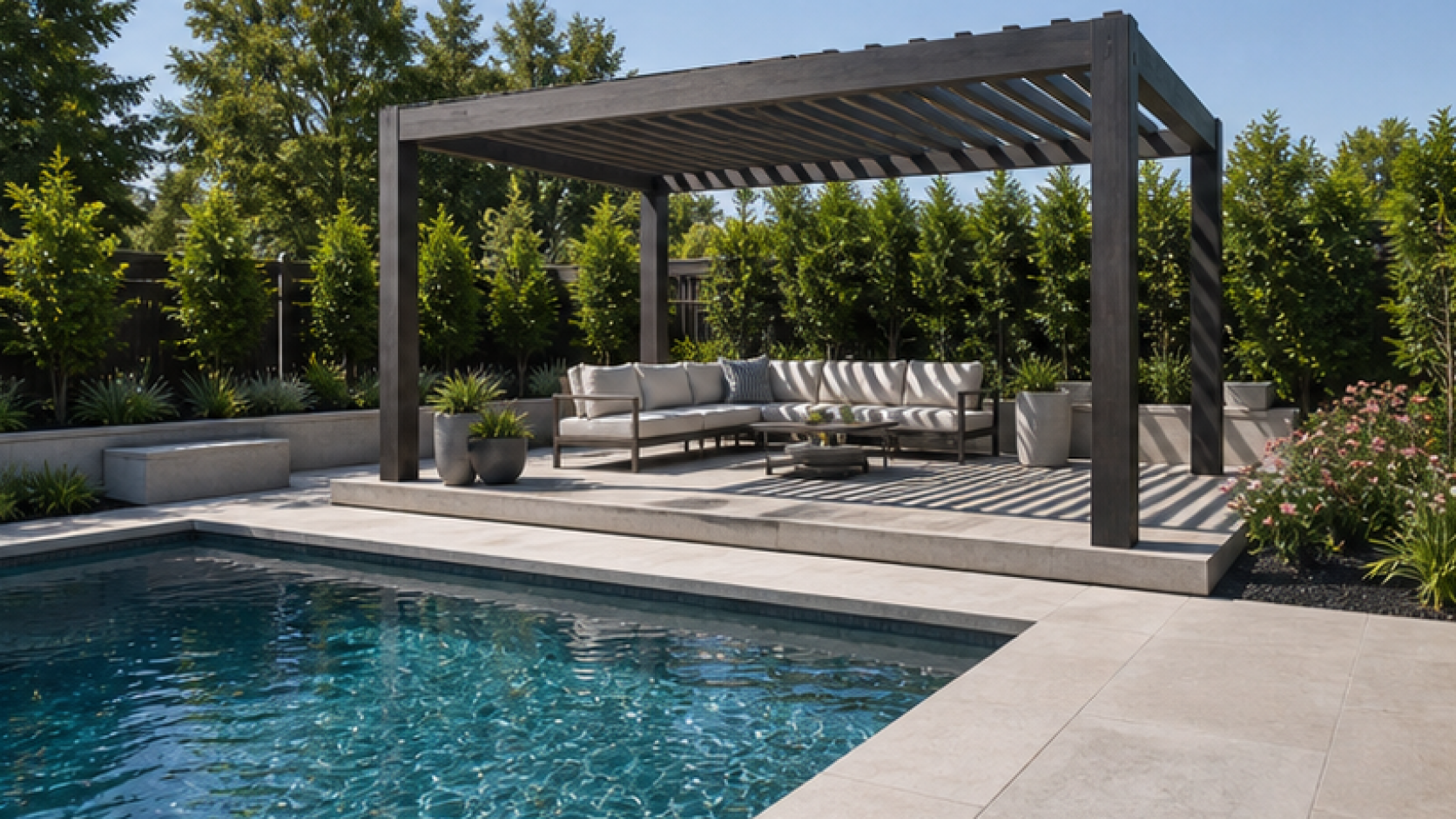 Inground Pool Ideas with a pergola accent