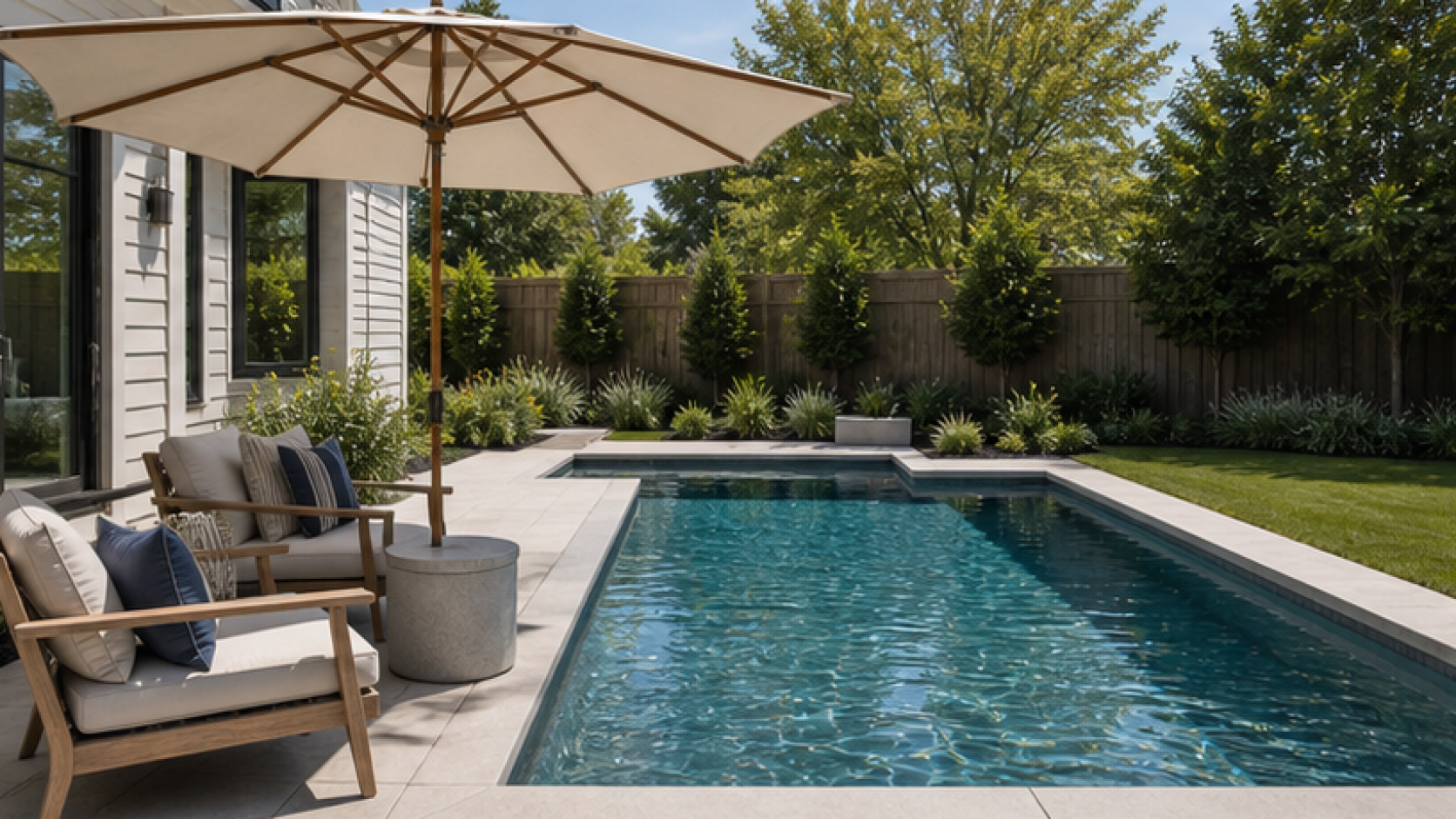 Inground Pool Ideas with a shade umbrella