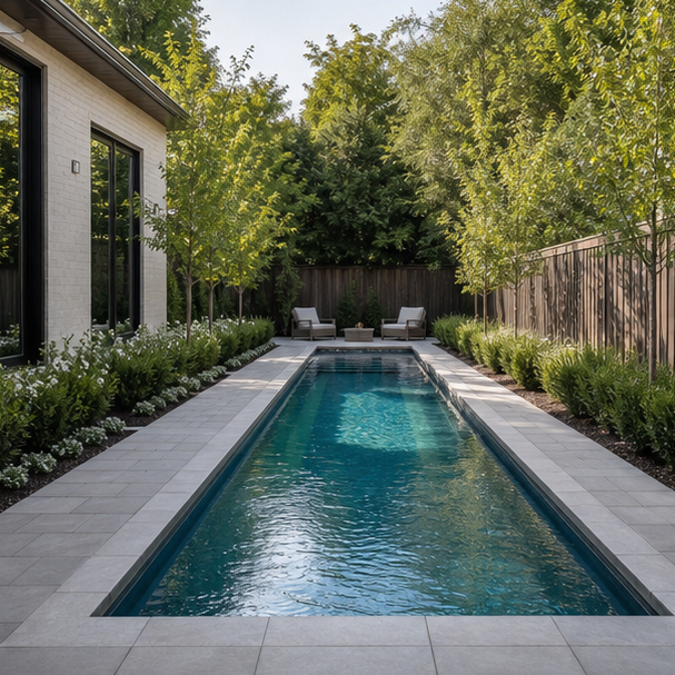 Lap Pool Ideas backyard setting