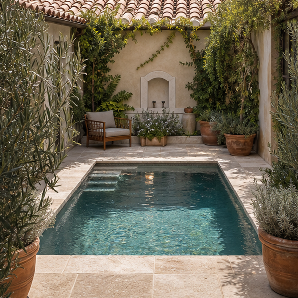 Mediterranean Pool Ideas compact layout