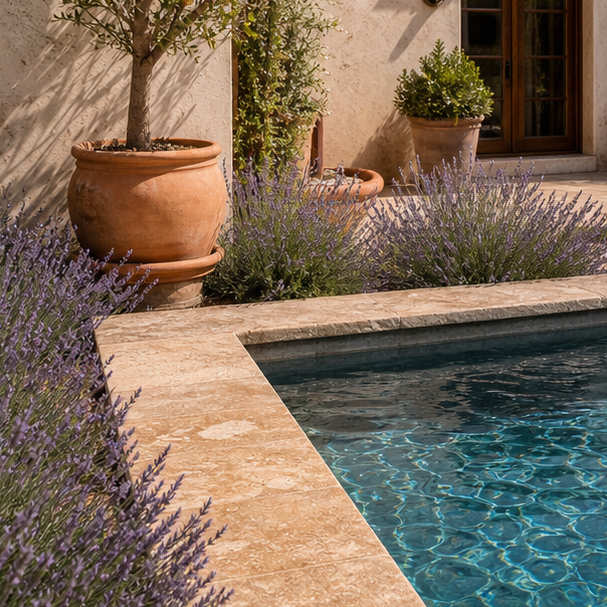 Mediterranean Pool Ideas water edge detail