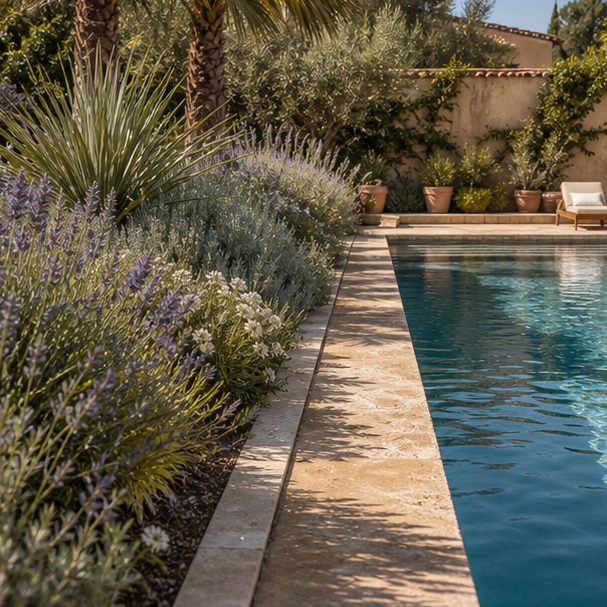 Mediterranean Pool Ideas planting edge