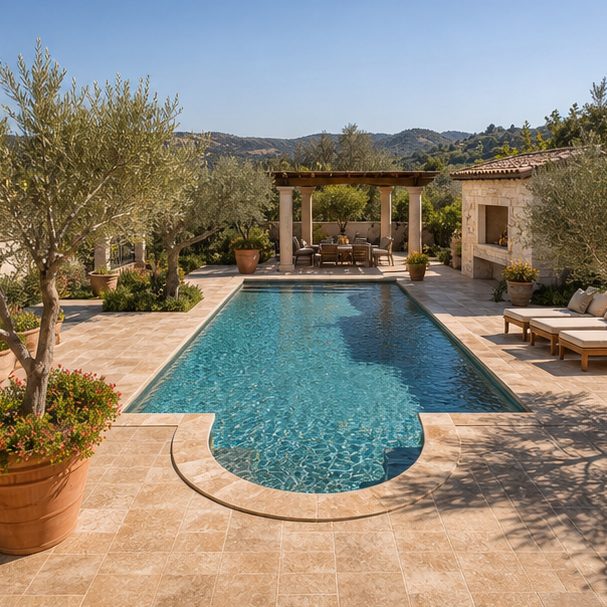 Mediterranean Pool Ideas wide view