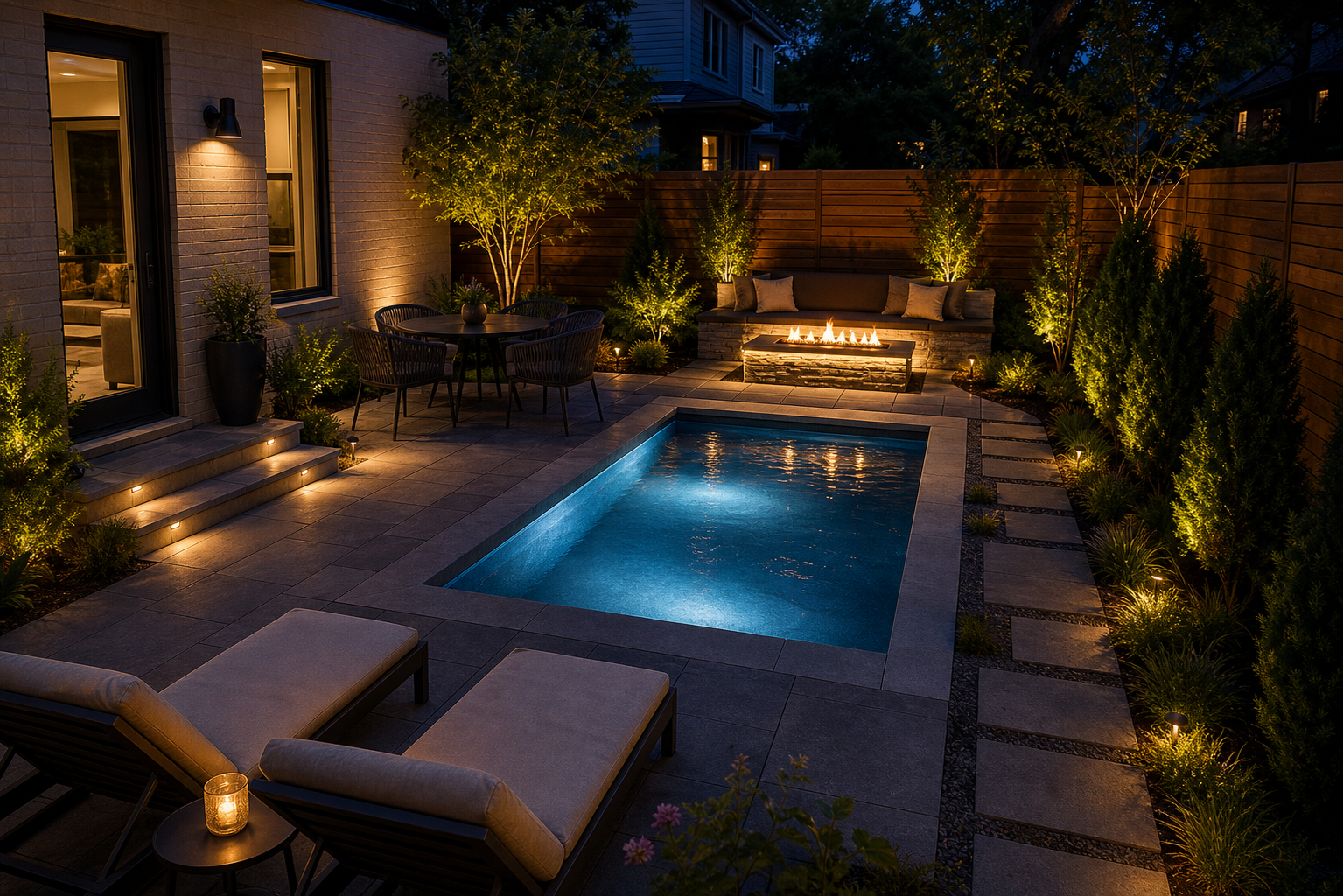 Night Pool Ideas compact layout