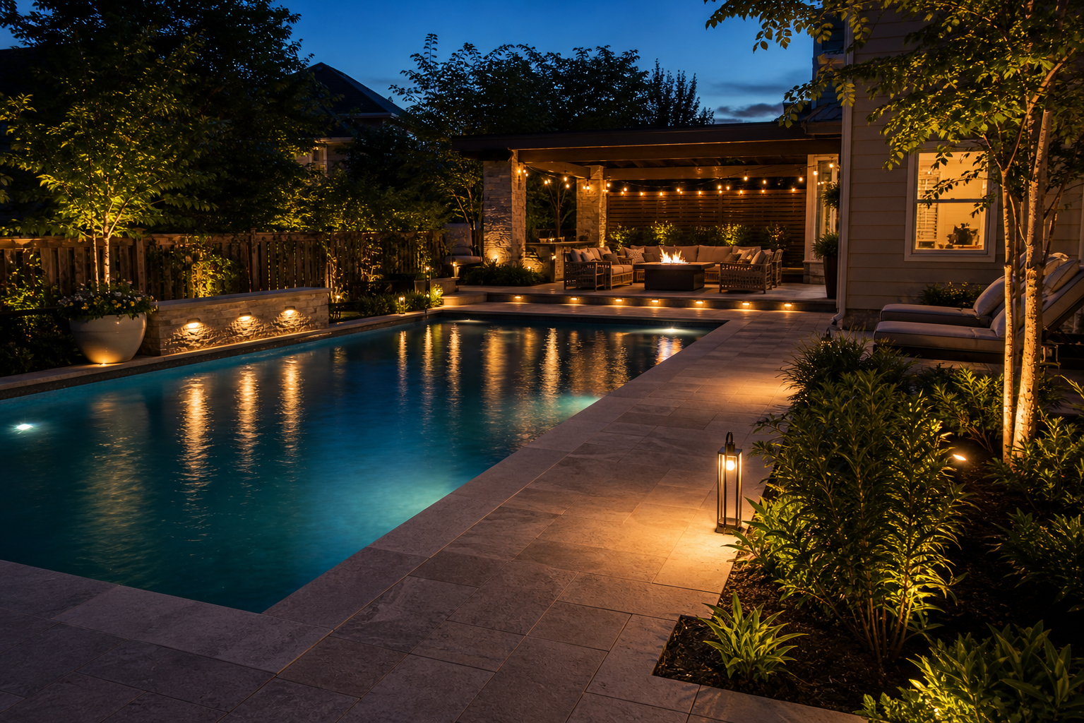 Night Pool Ideas evening light
