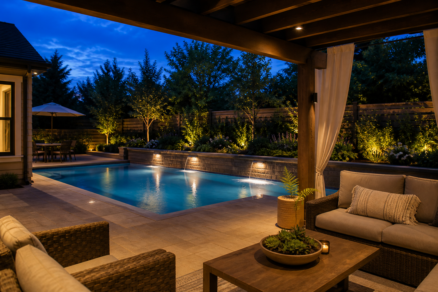 Night Pool Ideas shade view