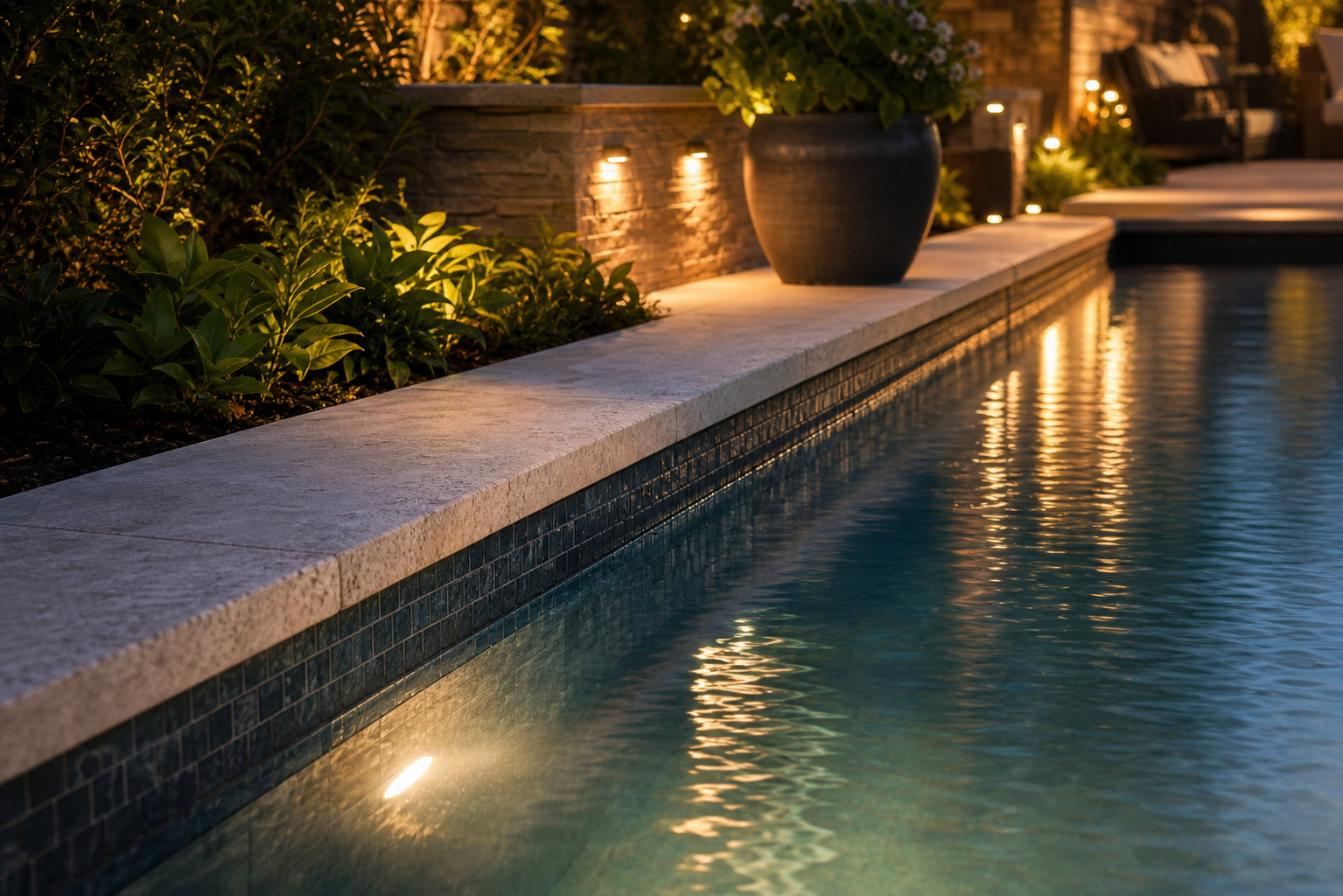 Night Pool Ideas waterline detail