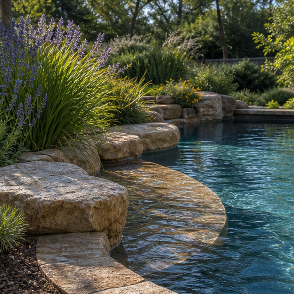 Organic Pool Landscape Ideas water edge detail