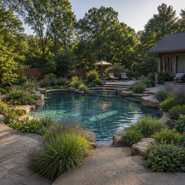 Organic Pool Landscape Ideas layout view