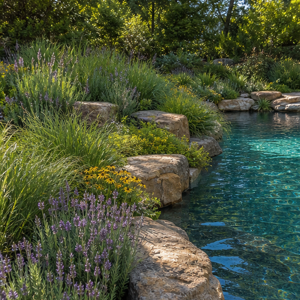 Organic Pool Landscape Ideas planting edge
