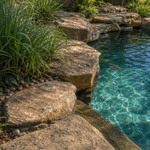 Organic Pool Landscape Ideas stone texture