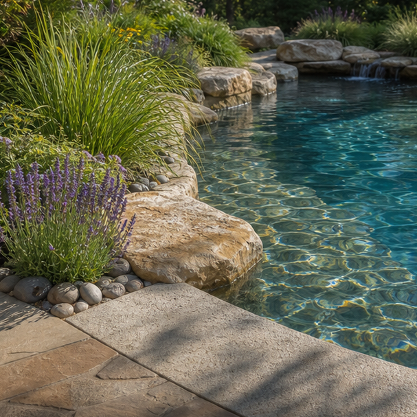 Organic Pool Landscape Ideas waterline detail