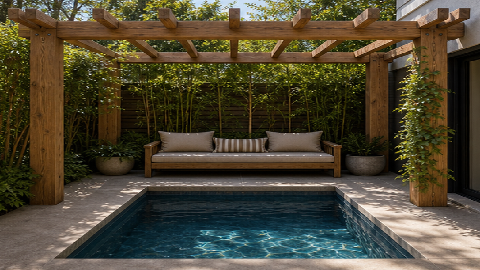 Plunge Pool Ideas with a pergola accent