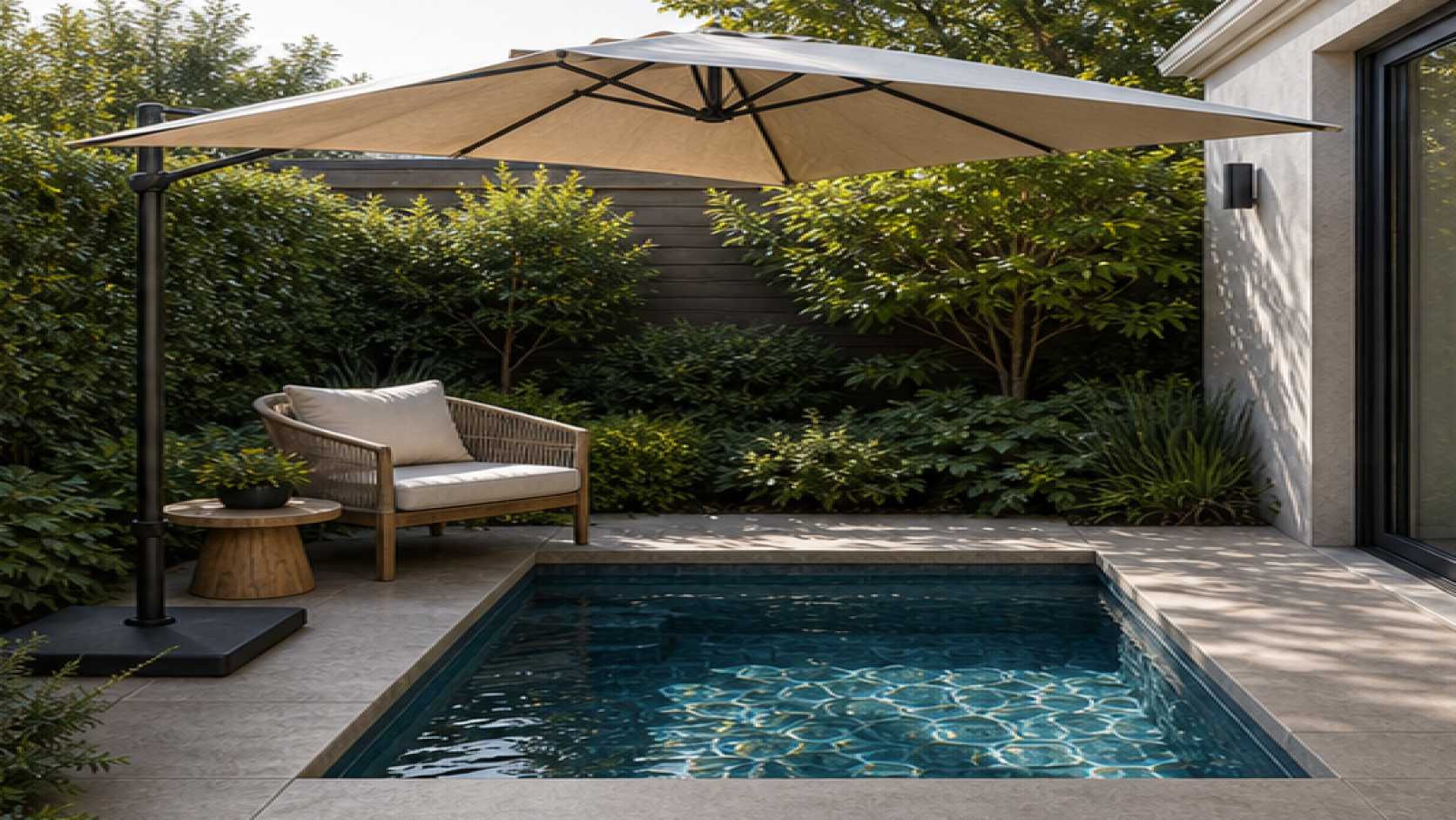 Plunge Pool Ideas with a shade umbrella