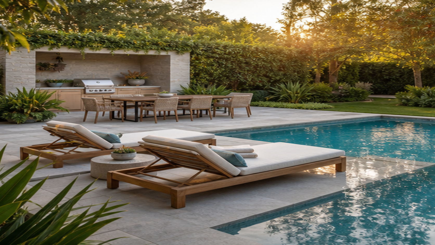 Pool Area Ideas with lounge chairs