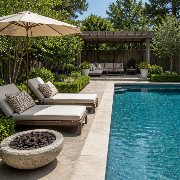 Pool Border Ideas seating area