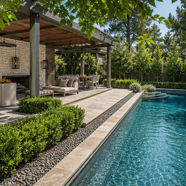 Pool Border Ideas shade view