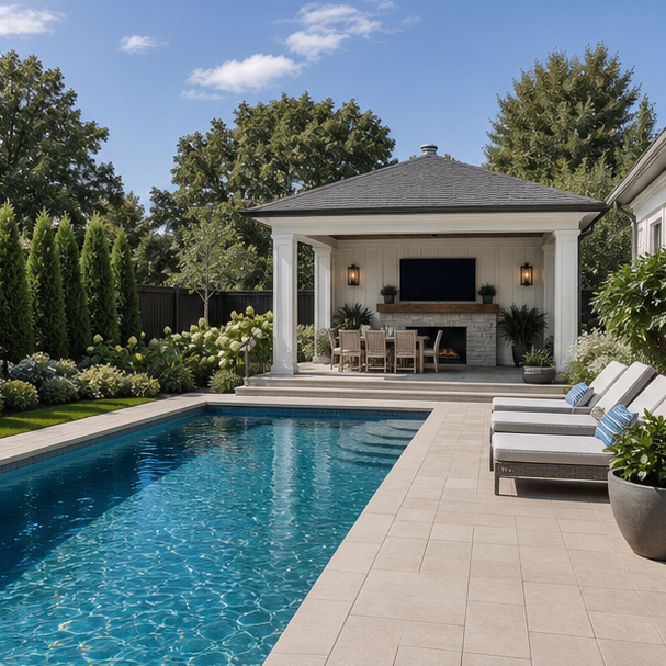 Pool Cabana Ideas backyard setting