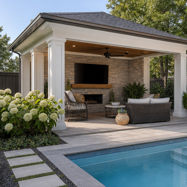 Pool Cabana Ideas water edge detail