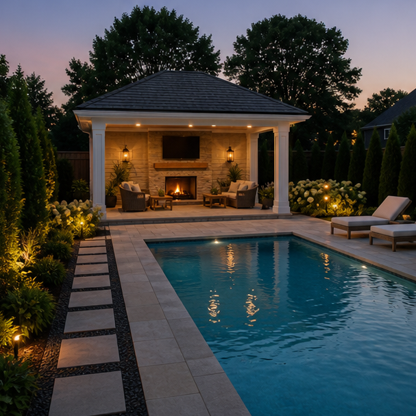 Pool Cabana Ideas evening light