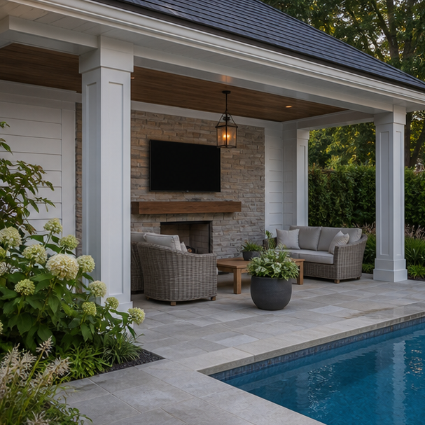 Pool Cabana Ideas materials and planting