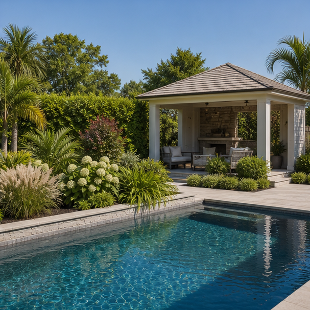 Pool Cabana Ideas planting edge