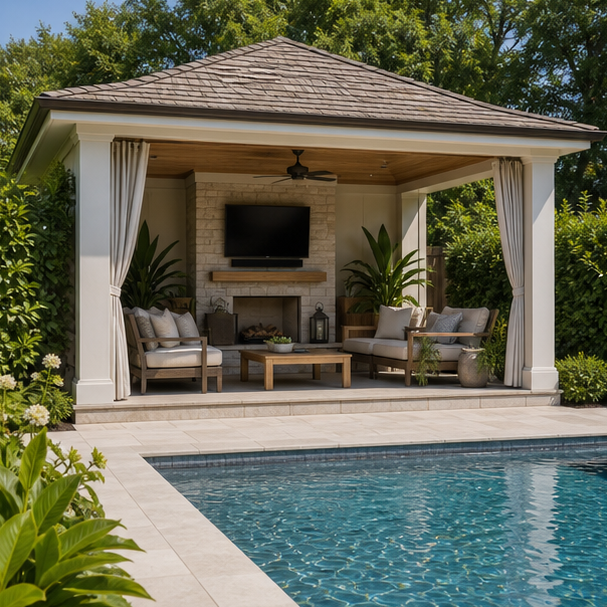 Pool Cabana Ideas seating area