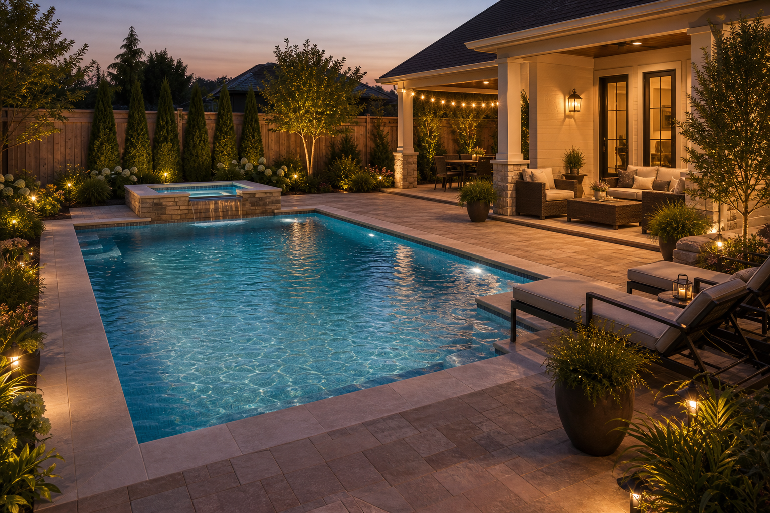 Pool Color Ideas evening light