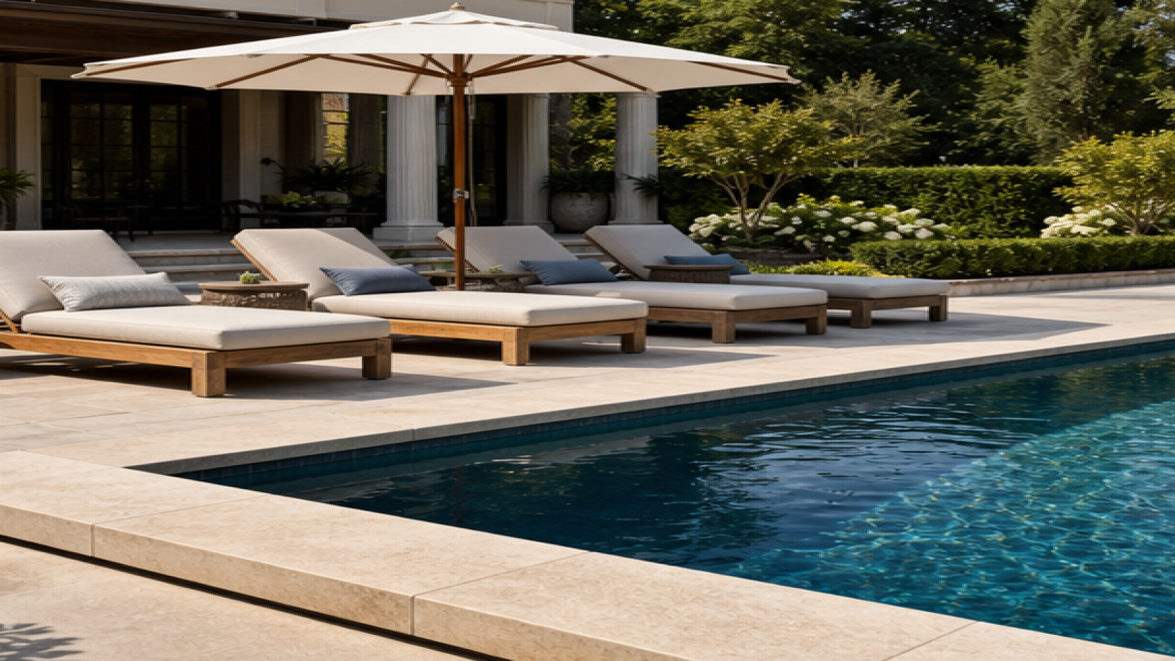 Pool Coping Ideas with lounge chairs