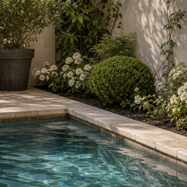 Pool Courtyard Ideas water edge detail