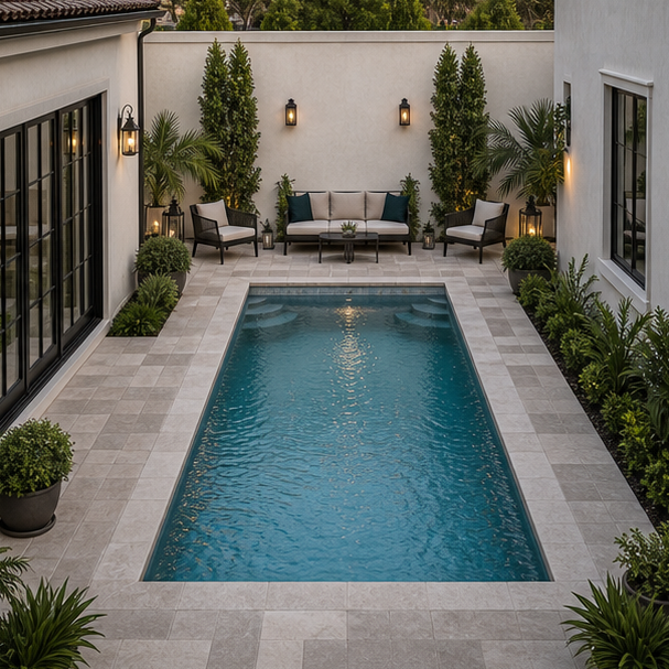 Pool Courtyard Ideas layout view