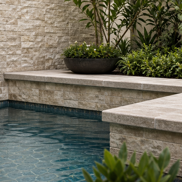 Pool Courtyard Ideas stone texture