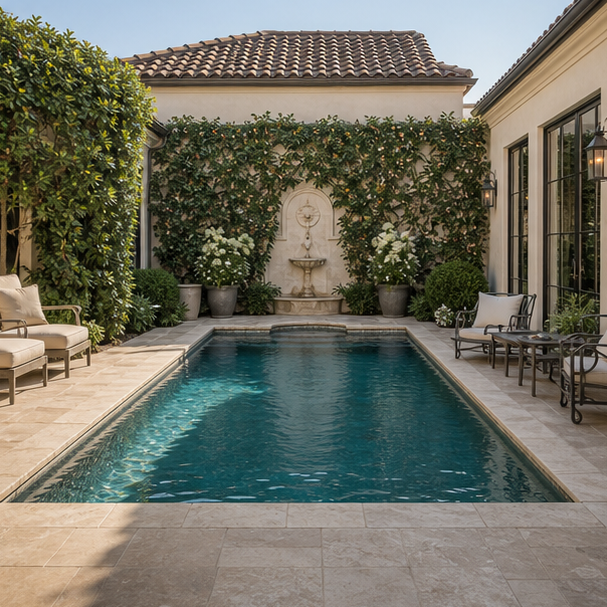 Pool Courtyard Ideas wide view