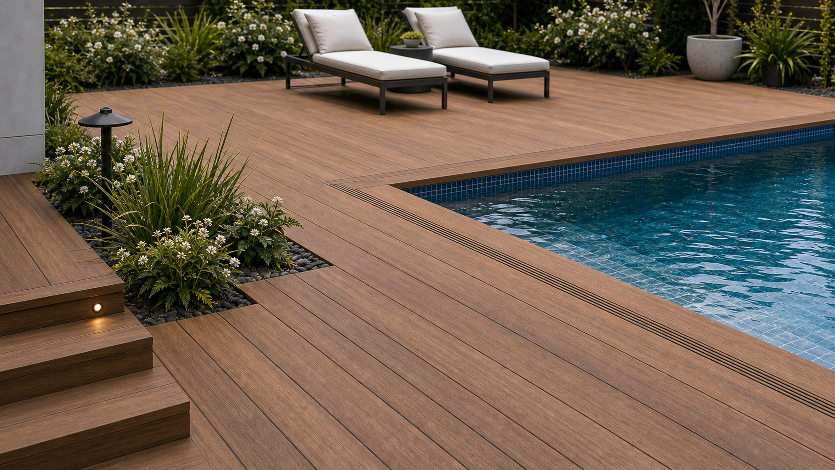 Pool Deck Ideas materials and planting