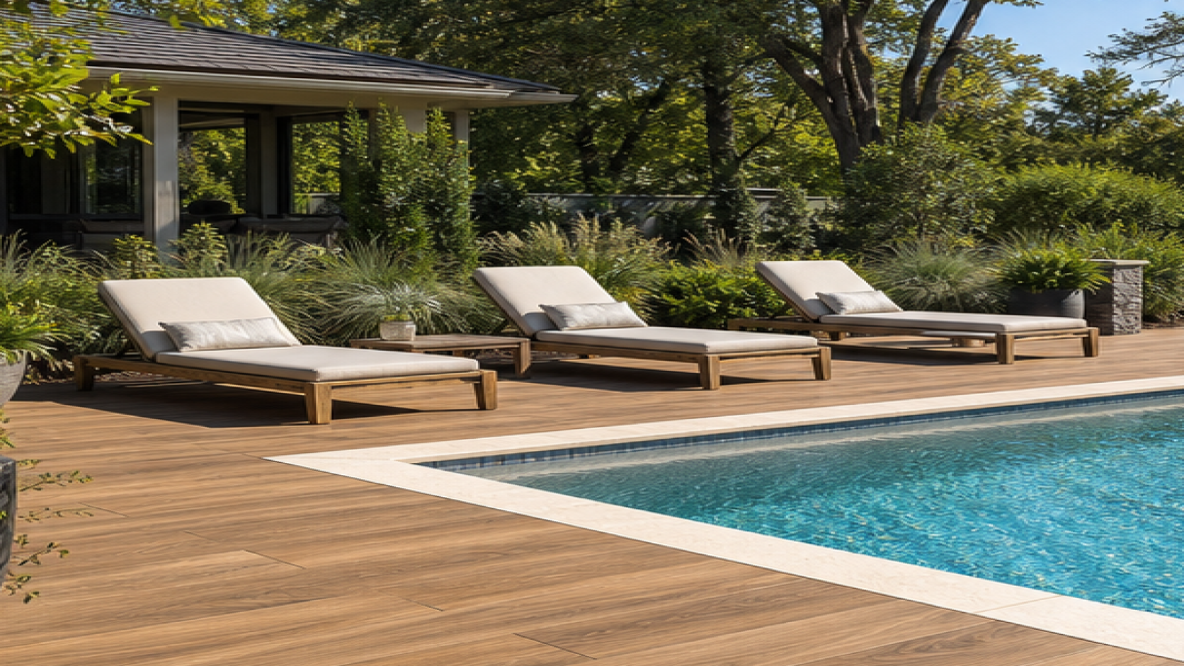 Pool Deck Ideas with lounge chairs