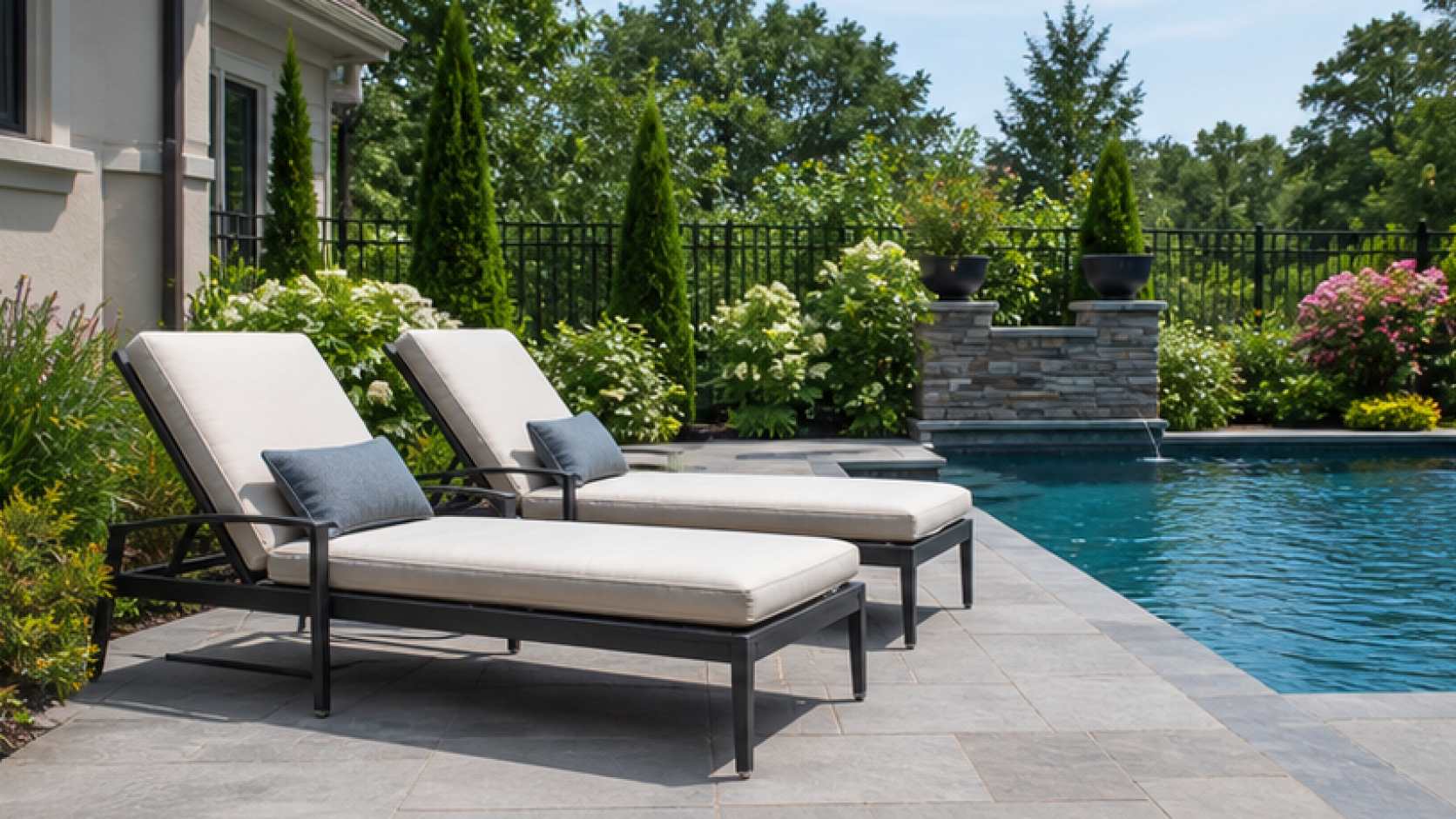 Pool Design App with lounge chairs