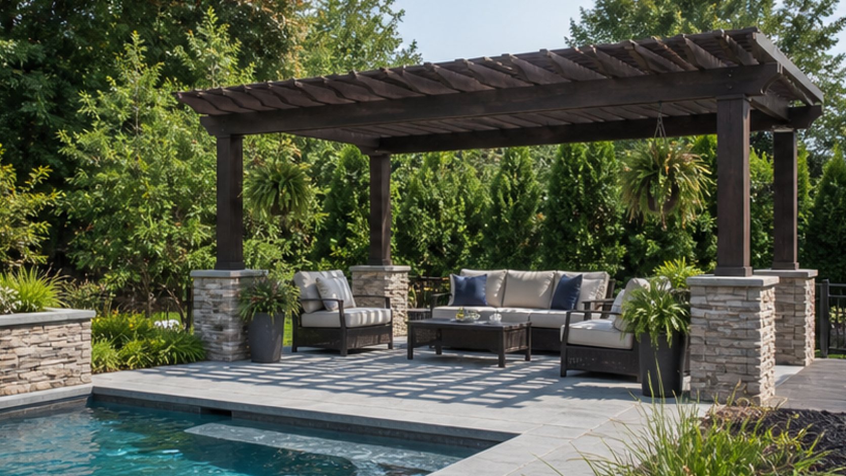 Pool Design App with a pergola accent