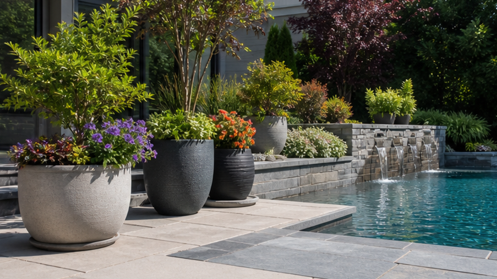 Pool Design App with poolside planters