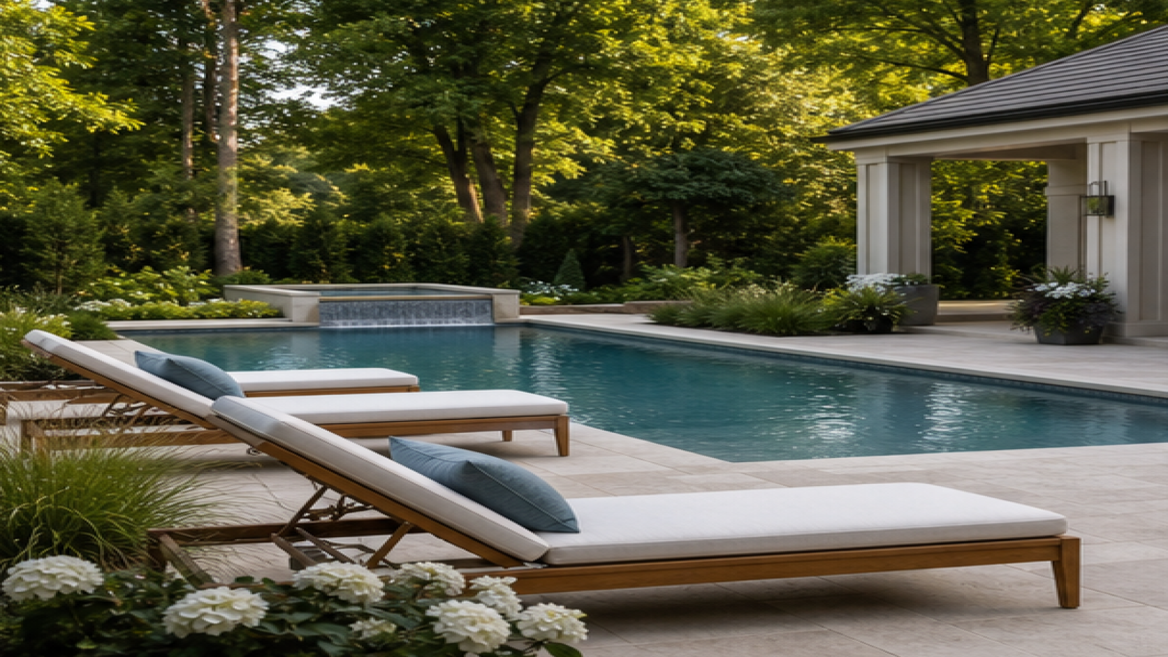 Pool Design Ideas with lounge chairs