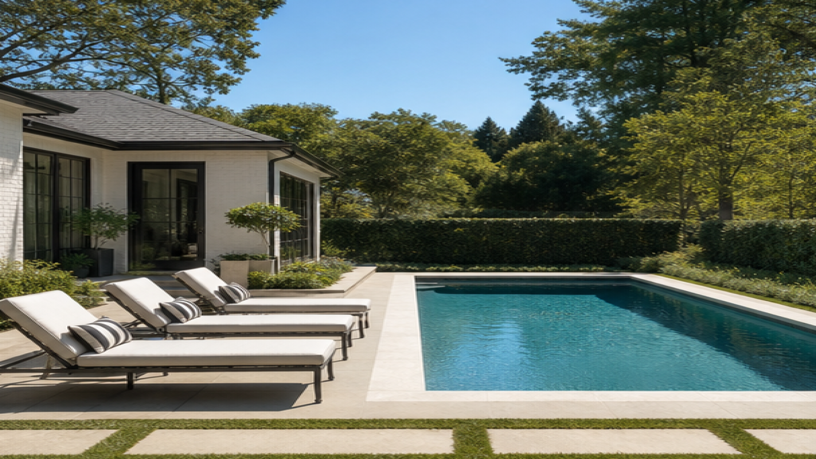 Pool Design Ideas with lounge chairs