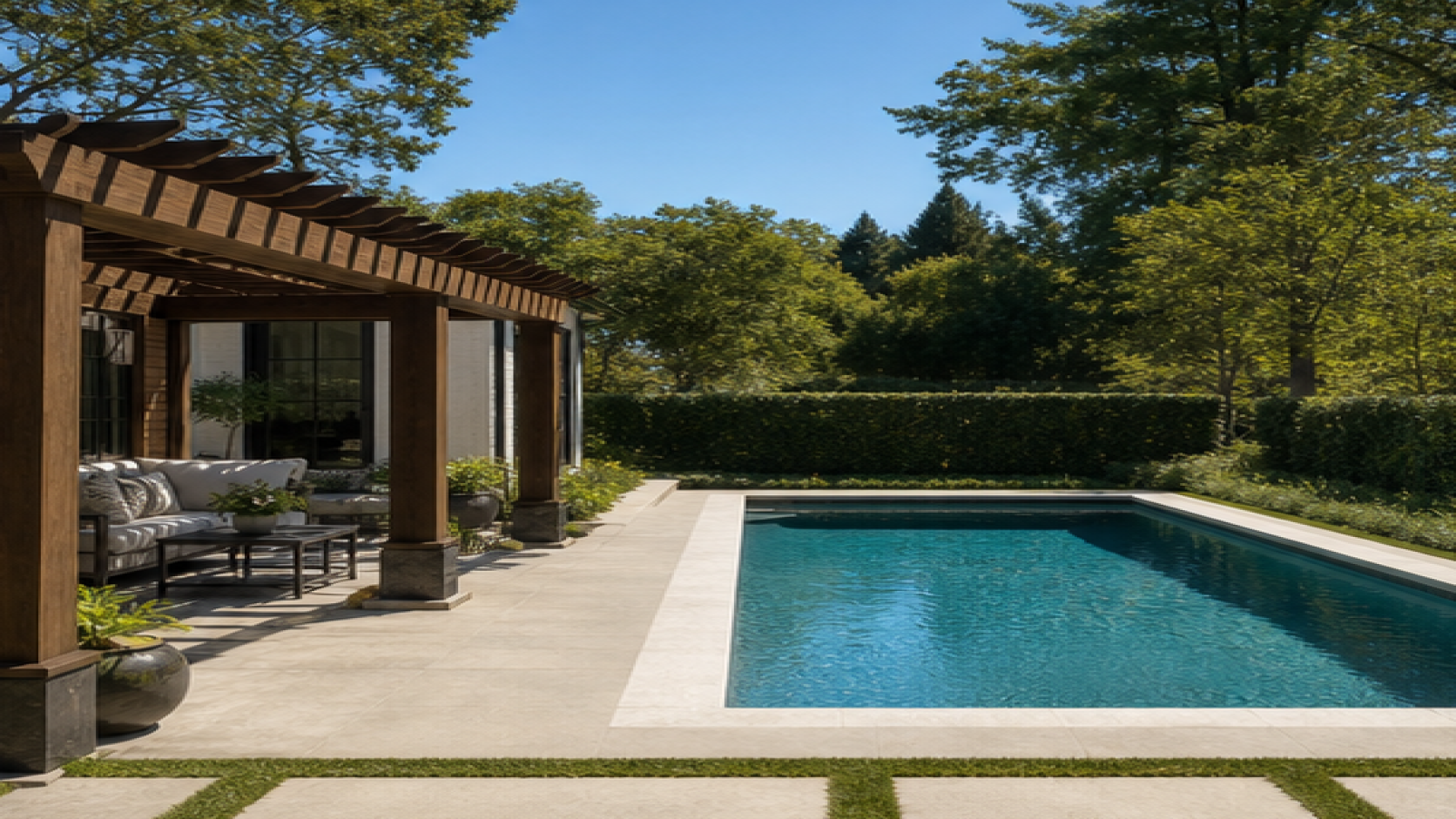Pool Design Ideas with a pergola accent