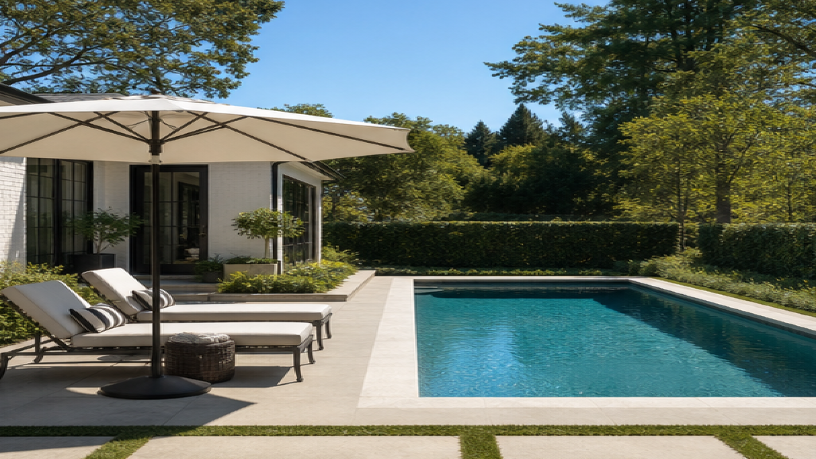 Pool Design Ideas with a shade umbrella