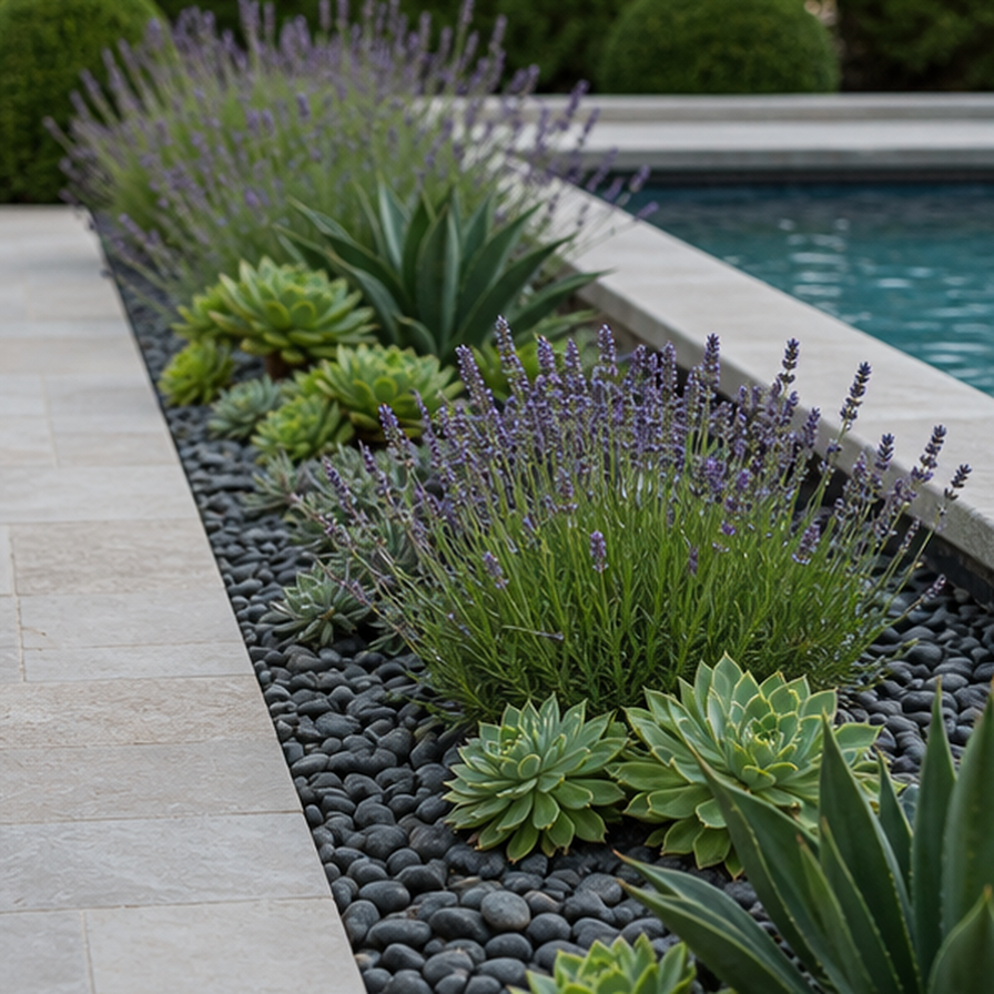 Pool Landscaping Ideas planting and material detail
