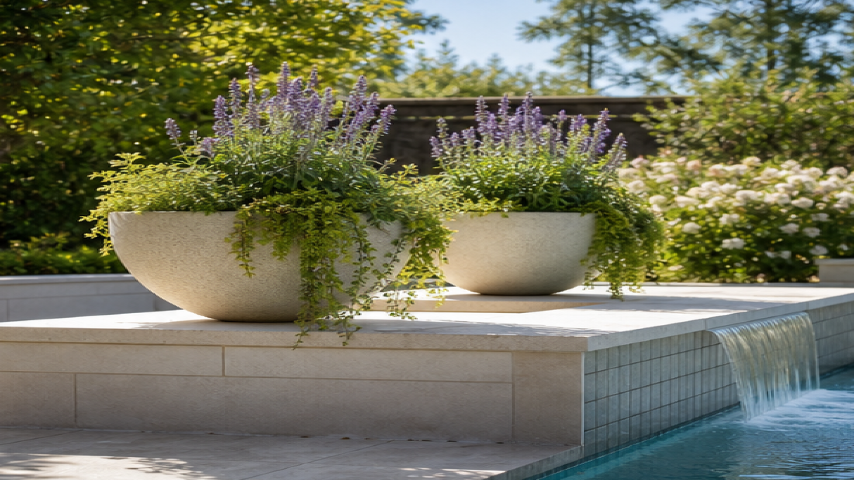 Pool Landscaping Ideas with poolside planters